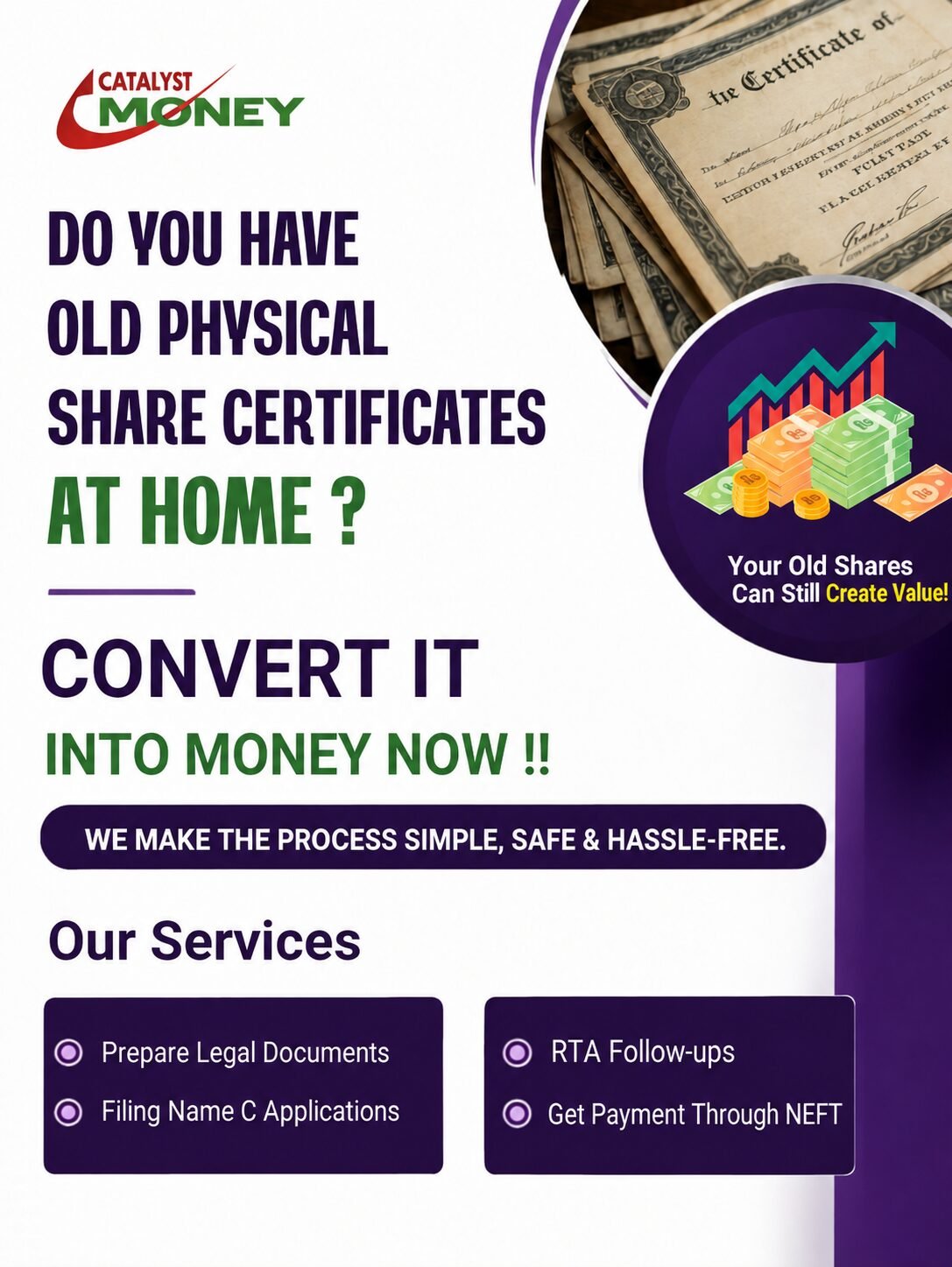 Catalyst Money demat and share regularisation service
